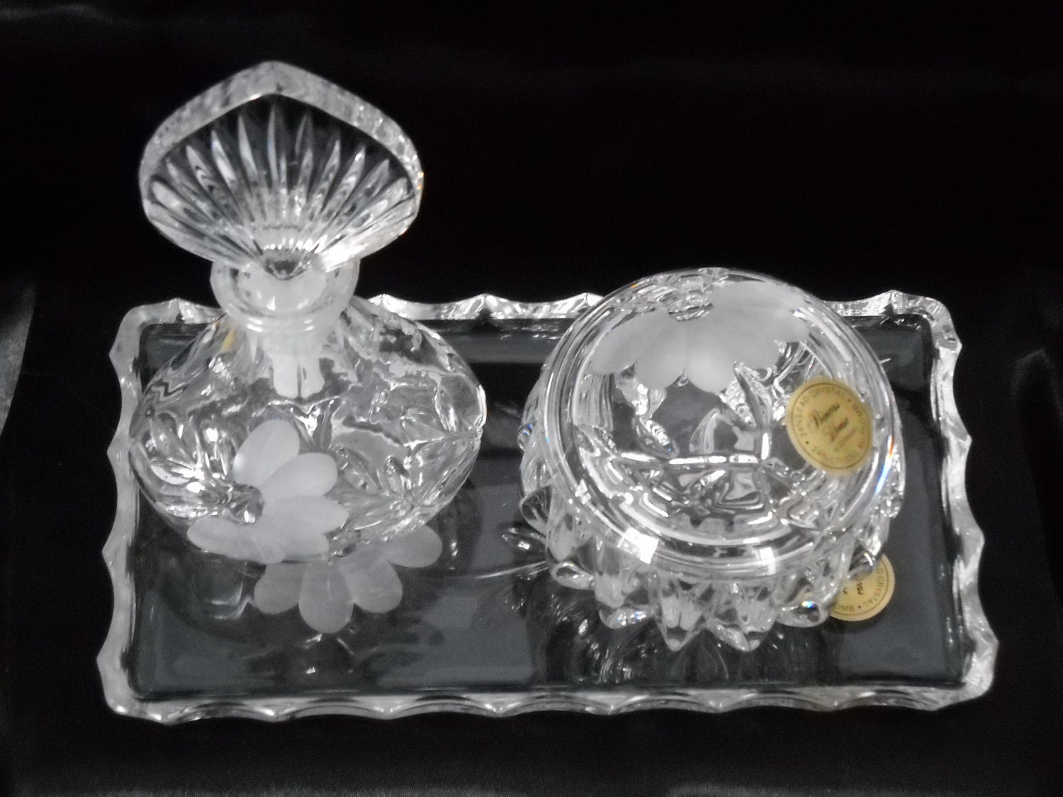 Vintage Princess House Lead Crystal Vanity Set Perfume Bottle