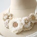 Bridal Statement Necklace, Floral Statement Necklace, Ivory White and Blush, Vintage Wedding, Bridal Jewelry