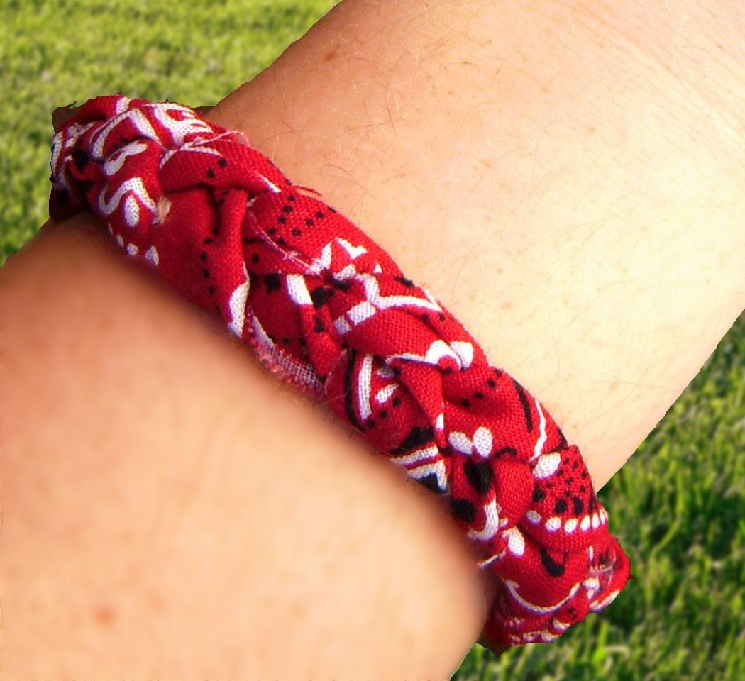 Bandana Fabric Braid Bracelet Farm Girl Color T
