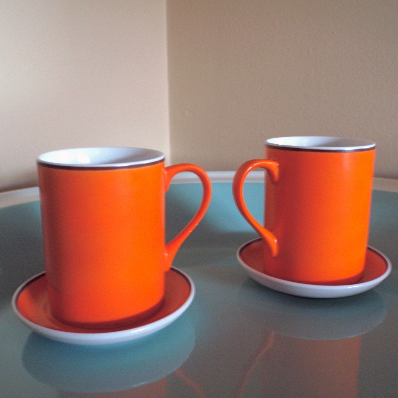 Orange Cup and Saucer set by Schmid Porcelain Made in Japan