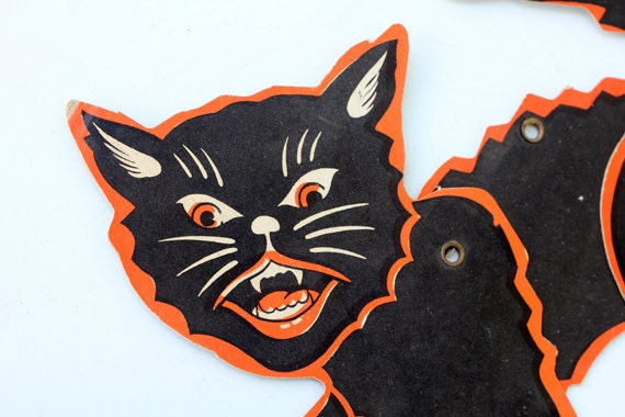 Vintage Halloween Black Cat Decoration