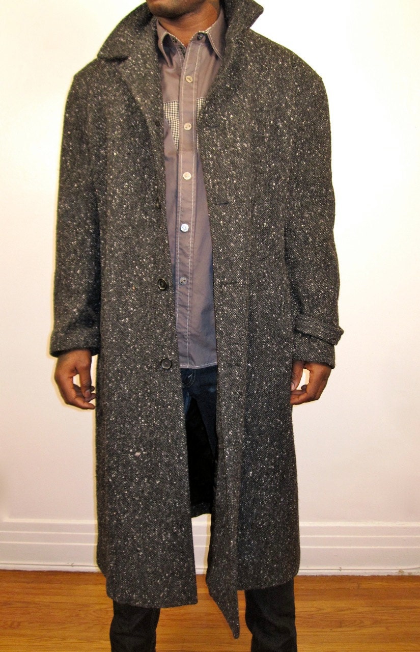 Comme des Garçons grey tweed overcoat mens medium