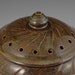 Brown / Green and reddish Tones - Stoneware Lidded Garlic Keeper