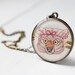 Big Bad Wolf Little Red Riding Hood Granny Grandma Grandmother Disguise Funny Art Pendant Necklace - Vintage Art, Large Round Pendant