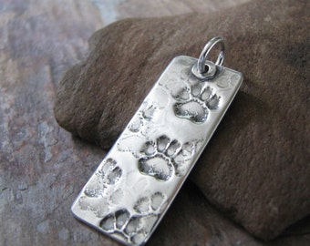 Artisan PMC Personalized Jewelry, Handmade Pawprint Pendant, Fine Silver, Sterling Finding, by SilverWishes