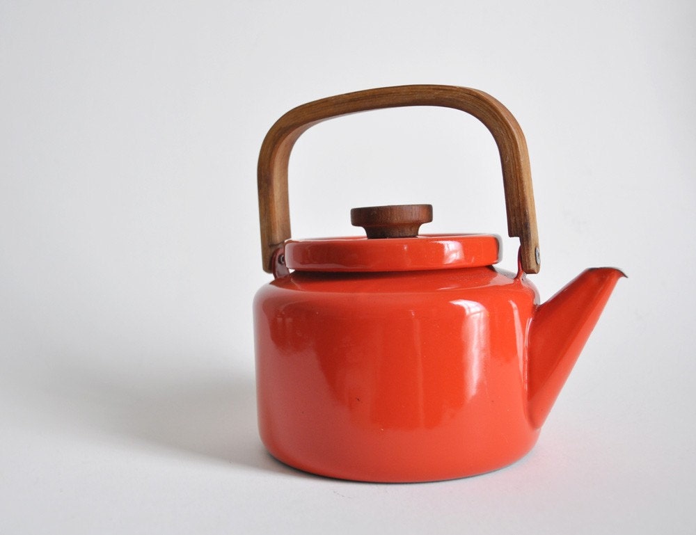 retro enamel tea kettle by picapicafound on Etsy