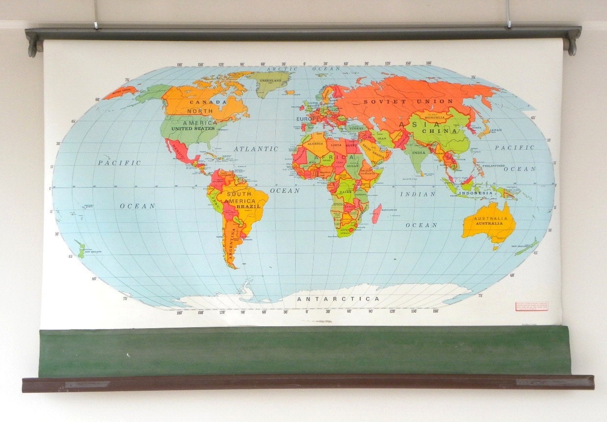 Pull Down World Map For Classroom - Map of world