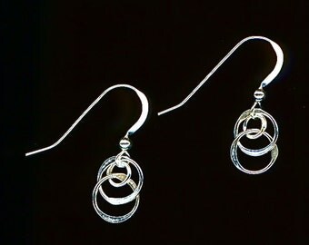 Items similar to Copper Circle Wire Earrings Beaded Handcrafted