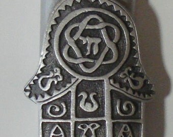 Chamsa Pewter Mezuzah made with Swarovski Crystal - Mezuzah For The Door