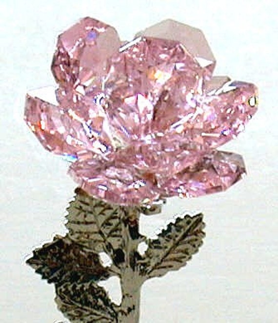 Crystal Rose made with Swarovski Crystal Pink Crystal Rose