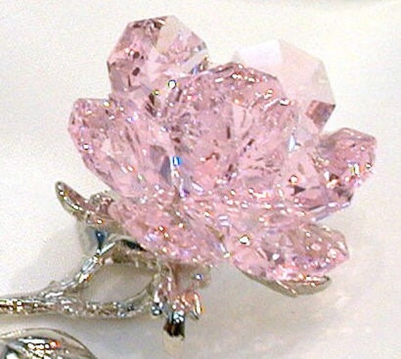 Pink Crystal Rose Handcrafted Using Swarovski Crystal Pink