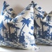 Set of Two - Chinoiserie Pillow Covers - 22 X 22 inch - Decorative Pillows - Blue - Cream - Robert Allen - Williamsburg - Canton Bazaar