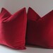 Set of Two - Decorative Pillows - 18 inch - red velvet - red pillow - cherry red - velvet pillow - ready to ship