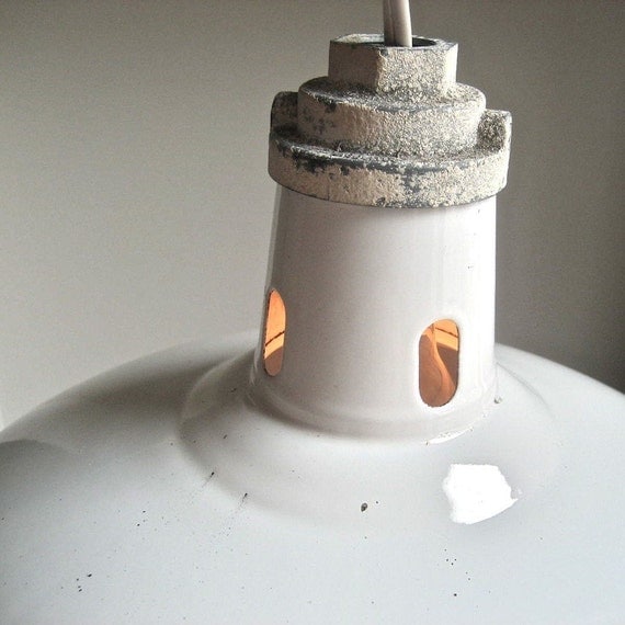 Vintage Enameled Gas Station Lighting Fixture