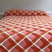 Vintage Chenille Bedspread in Plaid Warm Colors 1950s
