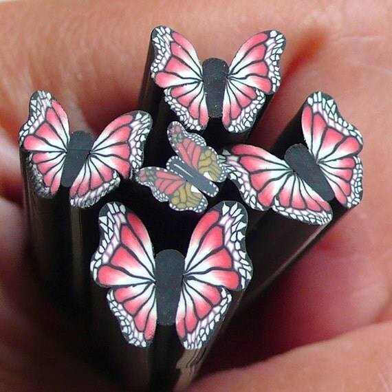 Polymer Clay Cane - Insect - Black Red Butterfly Cane (LARGE / BIG) Nail Art Decoration Scrapbooking BC27