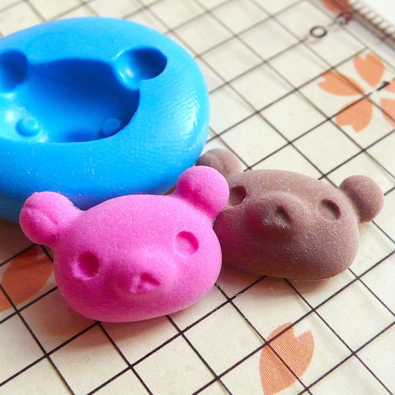 for casting dolls wax Bear Flexible Mini Jewelry Charms Cabochon Mold (18mm) Head Silicone