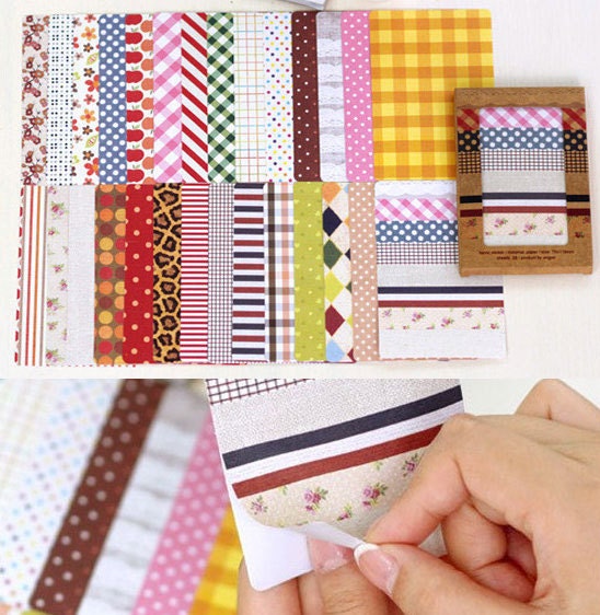 Masking Sticker Set 28 Sheets Fabric Style by MiniatureSweet