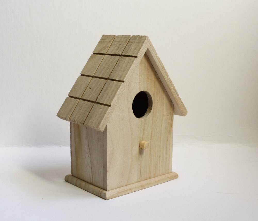 DIY Wooden Bird House Unpainted Wood Birdhouse / Feeder