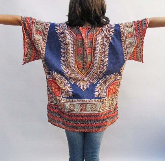 Vintage XL African Pattern Dashiki Tunic Shirt by KFTvintage