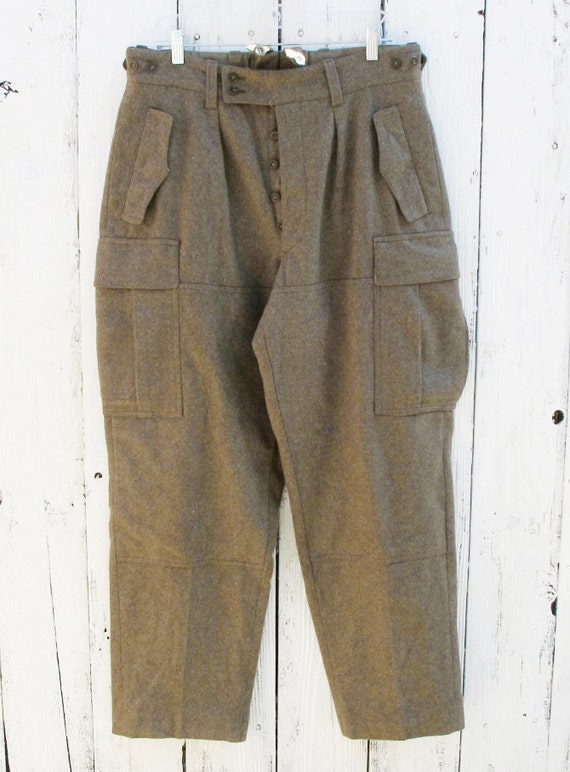 Vintage Men's Heavy Wool Military Pants 34 x 30 by KFTvintage