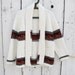 70s Boho Handknit Geometric Acrylic Cardigan - LARGE