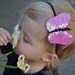 FlutterBug SEQUIN, BEADED Butterfly Headband- Hot Pink & Black on Black Skinny Stretch Headband