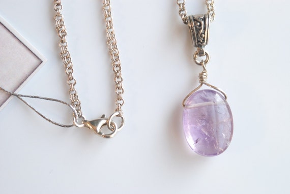 Spiritual Protection Necklace Purple Amesthyst Pendant