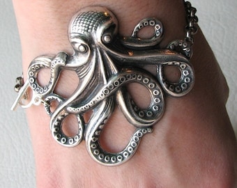 octopus bracelet - silver - american made