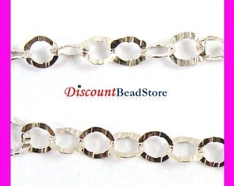 3.5mm x 4mm Sterling Silver Hammered Cable Chain made in USA CH8