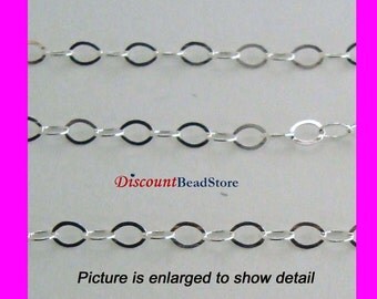 10ft 3mm Sterling Silver Flat Cable Chain sold by foot made in USA CH9s