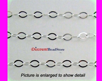3mm x2mm Sterling Silver Flat Cable loose Chain made in USA CH9s
