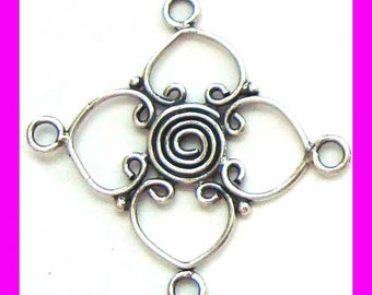 4 Sterling silver swirl eye bali earring pendant connector H13