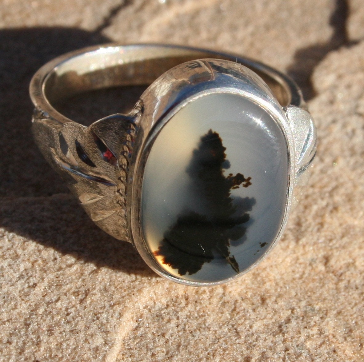 Montana Moss Agate Ring Fall Leaves in Sterling Silver Size