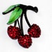 Vintage Red Rhinestone & Enamel Cherries Cherry Pin Brooch