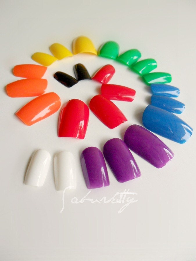 Crayon Nail Art in Rainbow Colors fingernails by saburkitty