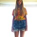 70s Psychedelic Geometric Print Top xs s m