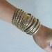 Last Item / Sale / Sliced Gold Leather Double Wrap Cuff Bracelet