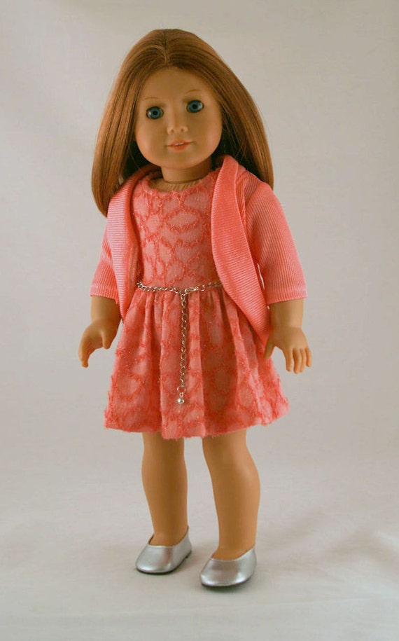 American Girl Doll Clothes Spring Dress in Coral Knit