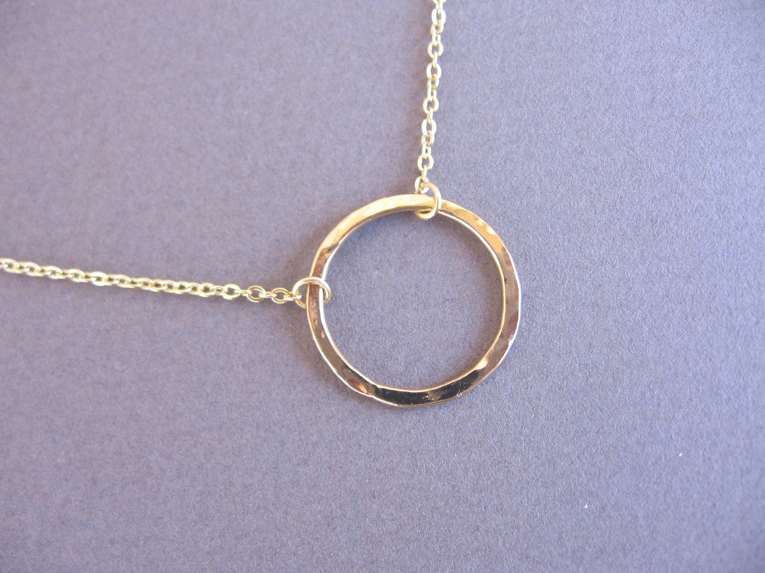 Hammered Gold Hoop Necklace 9881