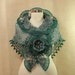 Seasparkle of Marmara / Crochet Teal Grey Wedding Shawl-Flower Brooch-Wedding Bridal Wrap-Spring Bridesmaid Neck Lace Neck Warmer