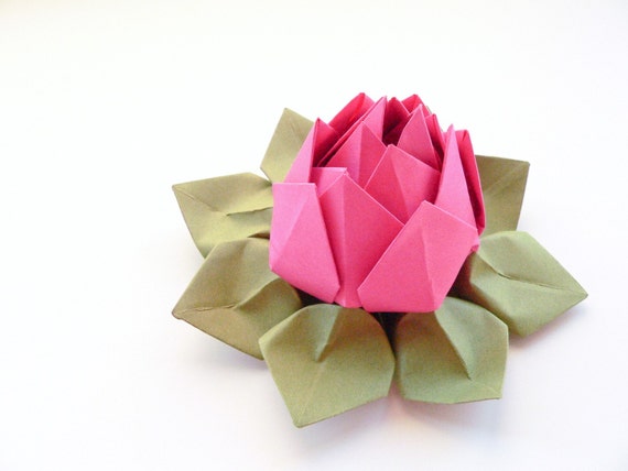 new flower origami lotus Lotus Moss Handmade  decoration   Pink, Origami Flower Green  Fuchsia