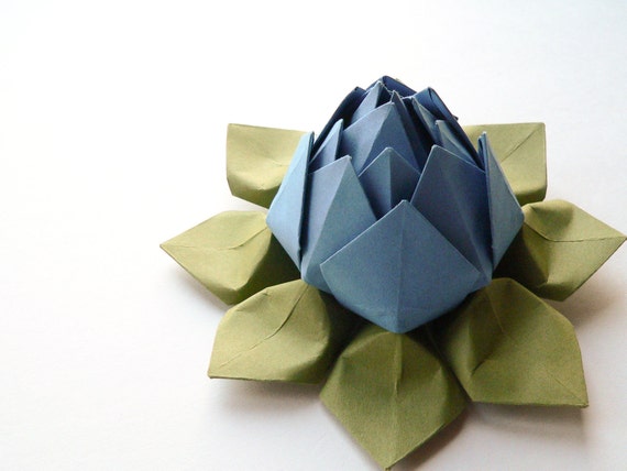 decorations flower table origami Decoration, Blue  Origami  and Gift  Lotus Moss Flower Lake Green