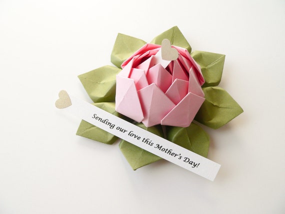 Personalized Mothers Day Origami Lotus Flower In Blossom