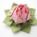 Handmade Origami Lotus Flower - Blossom Pink and Moss Green - Decoration, Hostess Gift, Baby Shower, Party Favor, Get Well, Valentine's Day