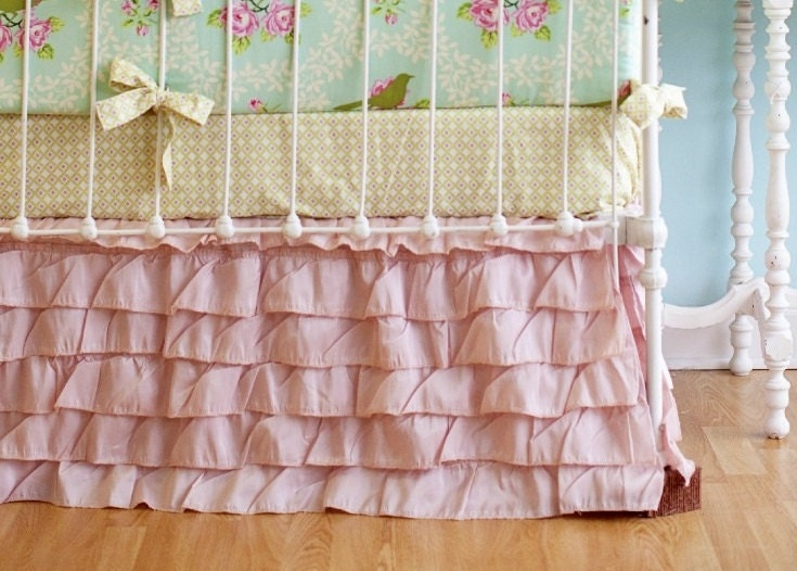 Pink Ruffled Crib Skirt by LottieDaBaby on Etsy