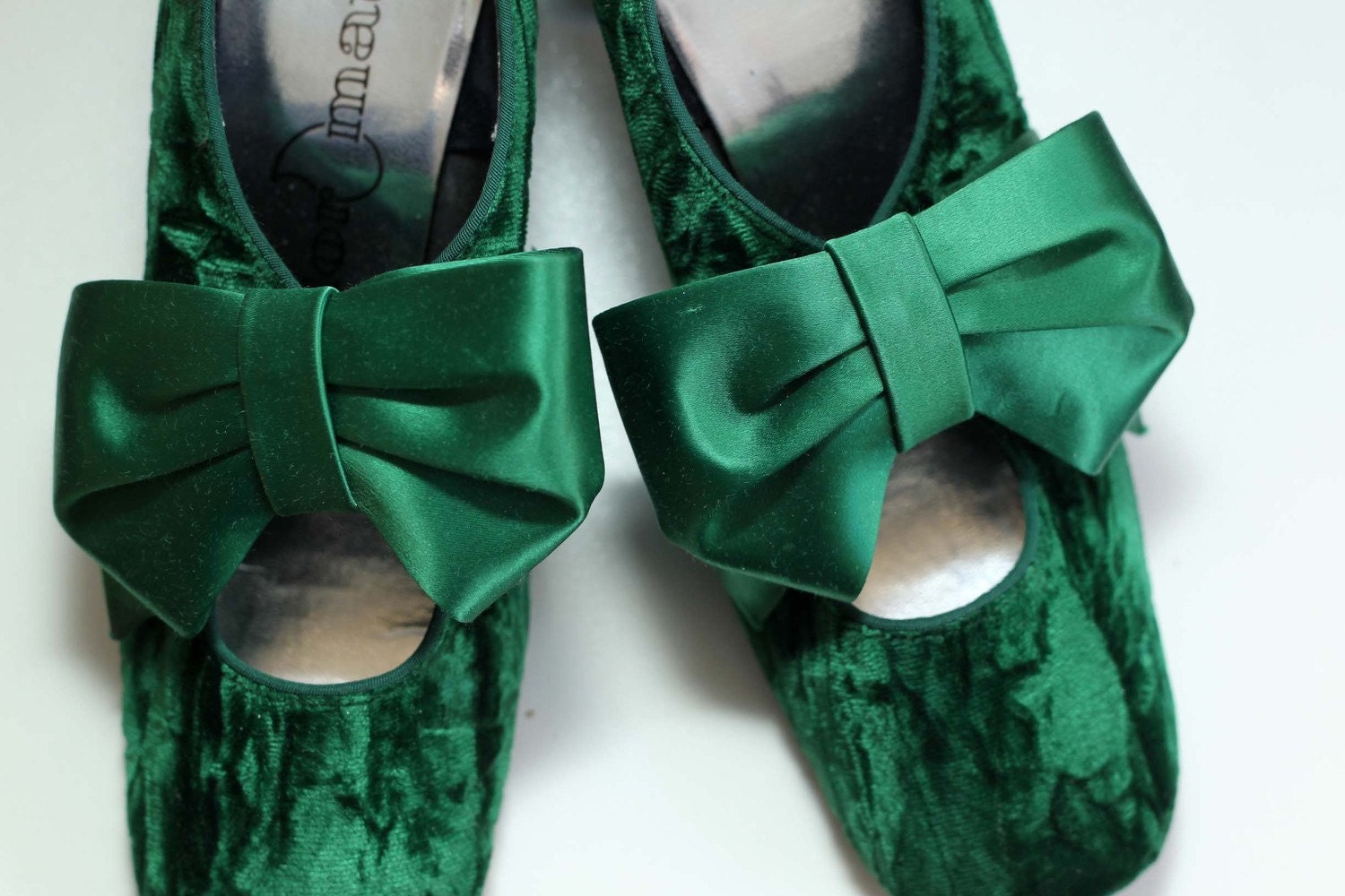 emerald satin shoes