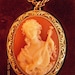 Vintage Corday Cameo Lady Lute Player Locket Necklace Solid Perfume Compact Original Box