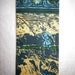 Vintage 1960s Rooster Fly Fishing Skinny Tie in Yellow, Green, Black, and Turquoise Blue Cotton