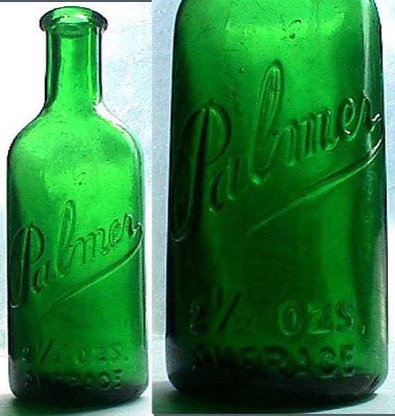 Exquisite original PALMER PERFUME antique bottle deep emerald